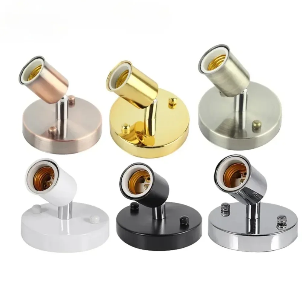 E27 E26 Lamp Holder, 180 Degree Adjustable Antique Metal Light Socket Base, 6 Colors Edison Bulb Holder for DIY Lighting