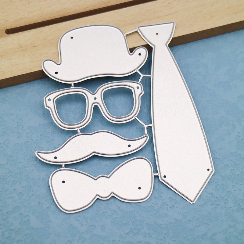 Cutting Dies Glasses Beard Bow Tie Man Decorative Scrapbook DIY Child Educational Paper Cards Making Tool Craft Die Cut