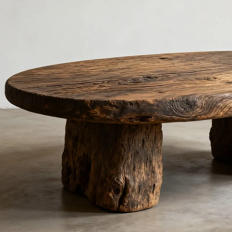 For Cloud coffee table natural solid wood retro round coffee table living room old low table sofa homestay coffee
