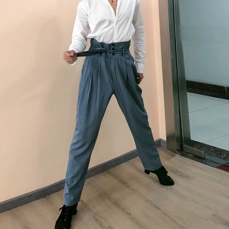 2026 New Latin Dance Pants For Men National Standard Dance High Waist Loose Pleated Trousers Ballroom Latin Dance Wear DQS1857