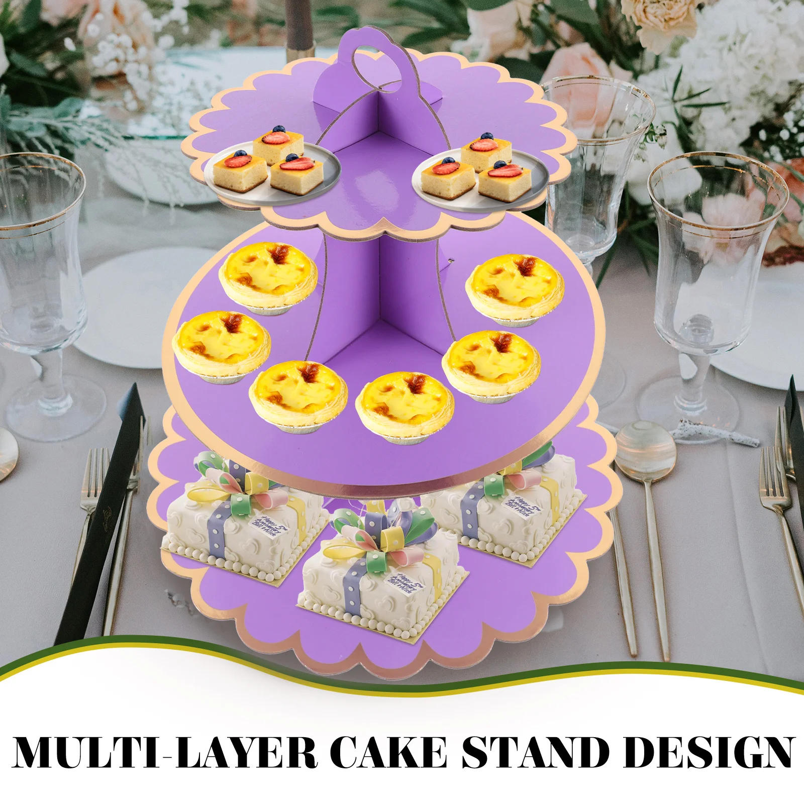 

1 set 1 Set 3-Tier Cake Stand Cardboard Dessert Display Rack For Party Wedding Birthday Cupcake Holder Macaron Tower Paper Stand