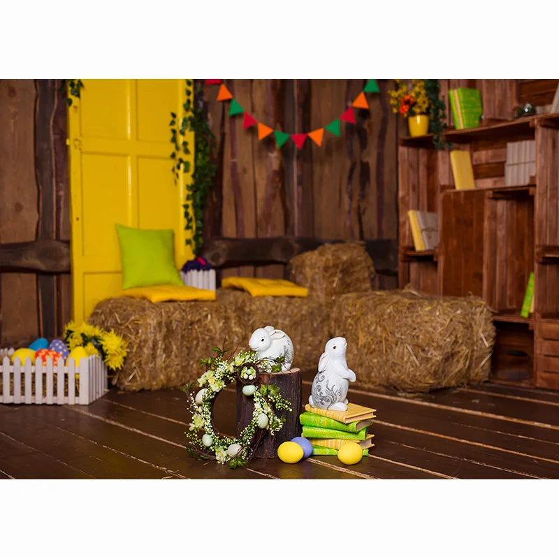 Lễ Phục Sinh Phông Nền Chụp Ảnh Hoa Mùa Xuân Thỏ Trứng Cho Bé Chân Dung Ảnh Nền Ảnh Phòng Thu 210403MXR-01