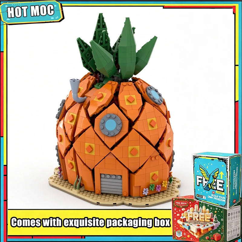 976PCS Cartoon Pineapple Shaped House Underwater Villa Building Blocks Model Custom MOC Puzzle Ocean DIY Creative Display Gift