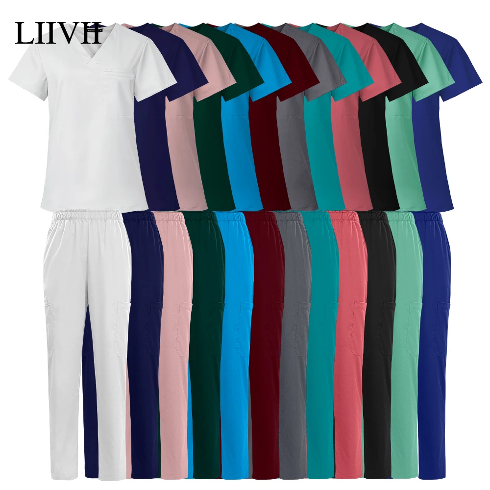 Many Colors Beauty Workwear Surgical Uniforms Woman Men Scrub Set Medical Nurse Top Pants Clinical Doctor Nursing Clinical Suit