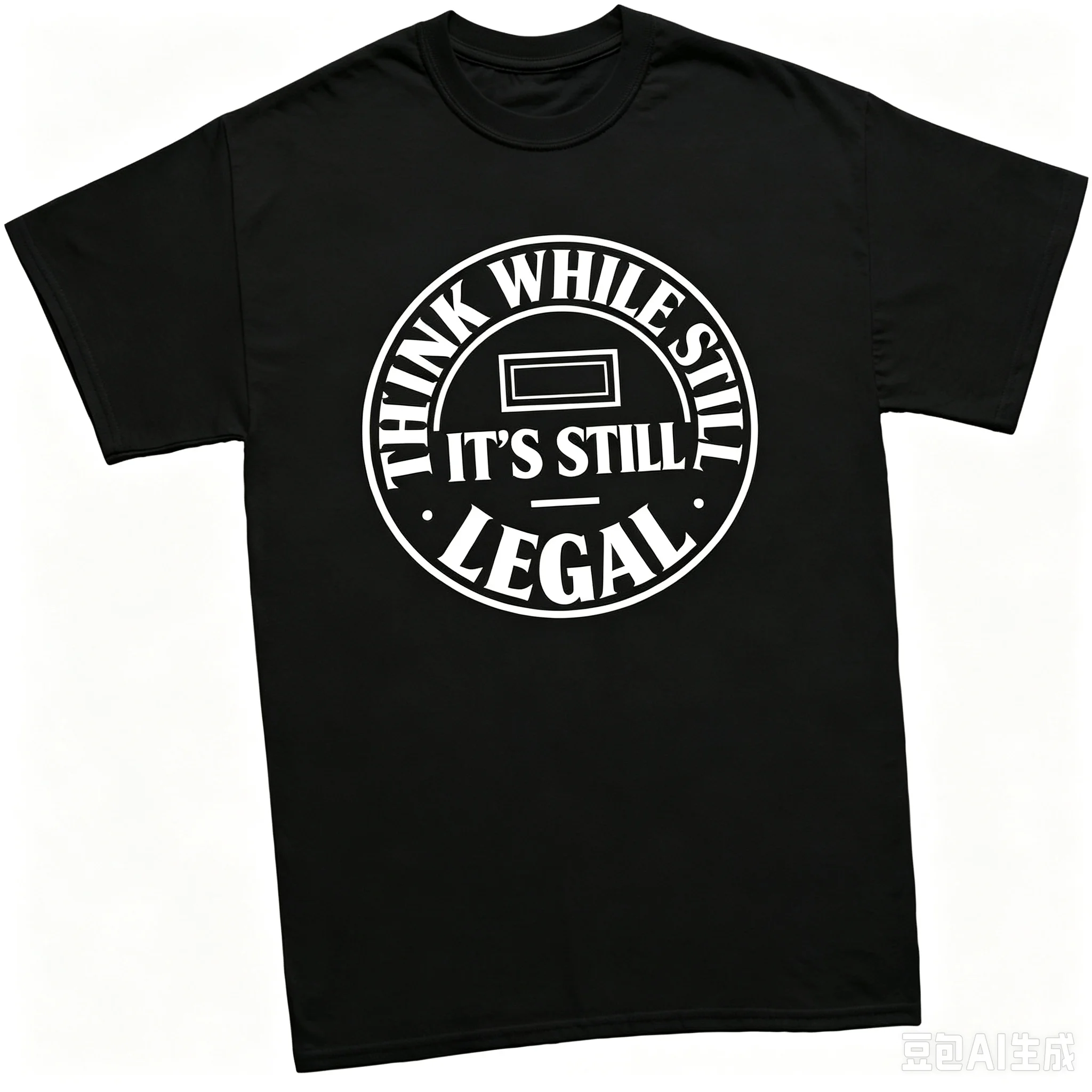 Think While It's Still Legal Graphic Men T‑Shirt Retro Circular Badge Casual Crew Neck Tee