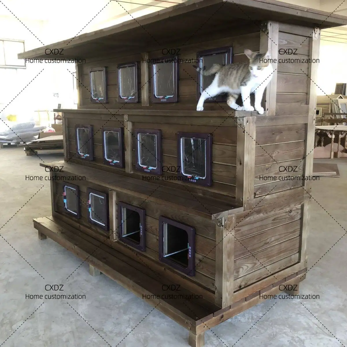 Preservative wood universal house type cat house to keep warm in winter stray cat nest