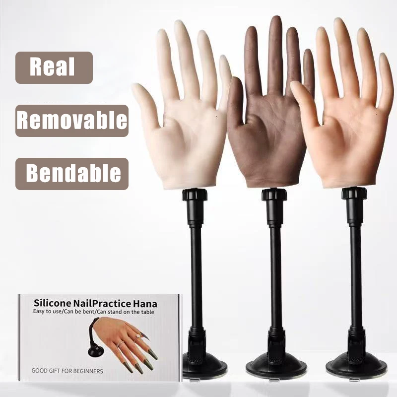 Advanced Practice Hand for Acrylic Nails Flexible Fingers Fake Training False Hand Model Kit