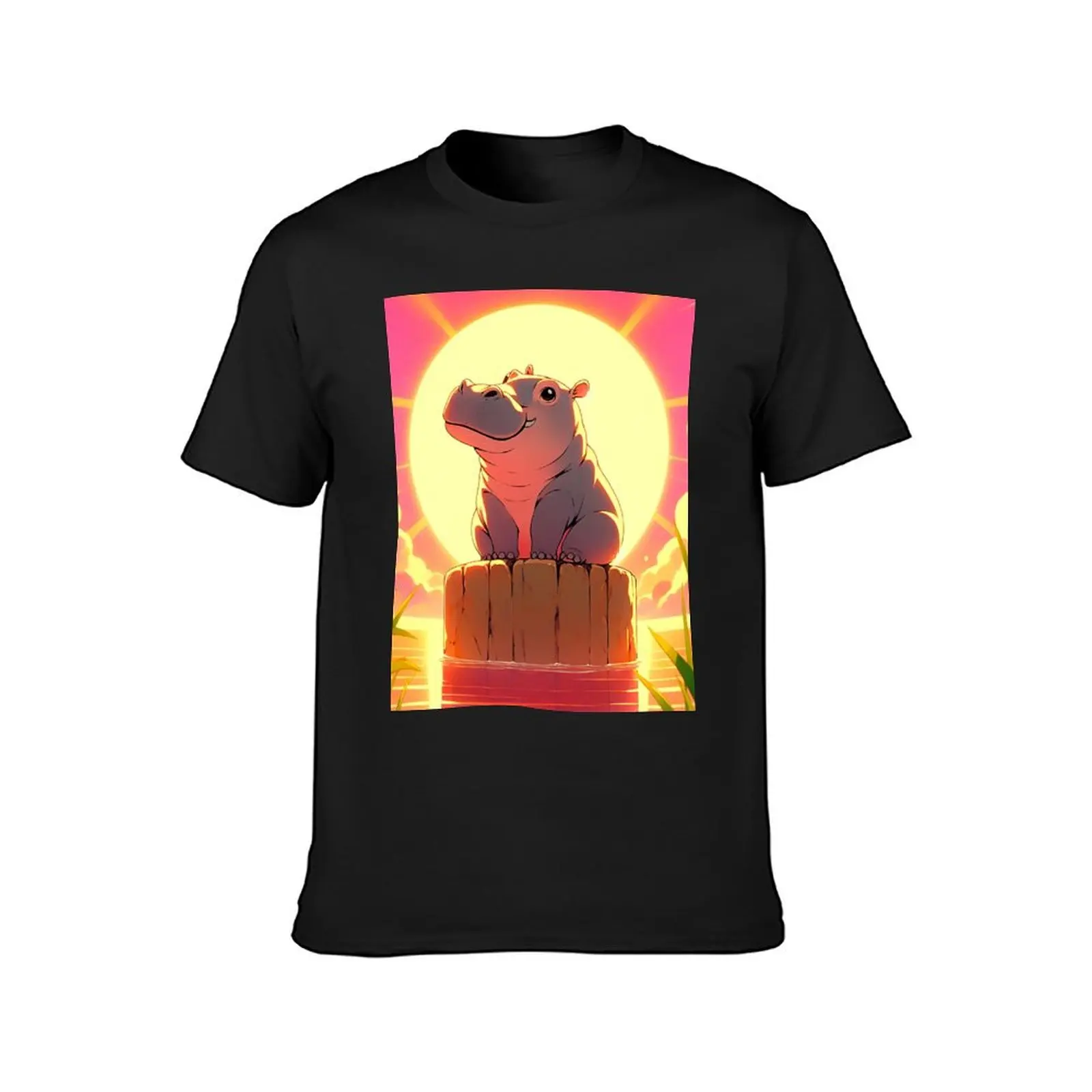 Hippos in the Hammock: Lakeside Leisure T-Shirt new edition plus sizes Aesthetic clothing mens big and tall t shirts