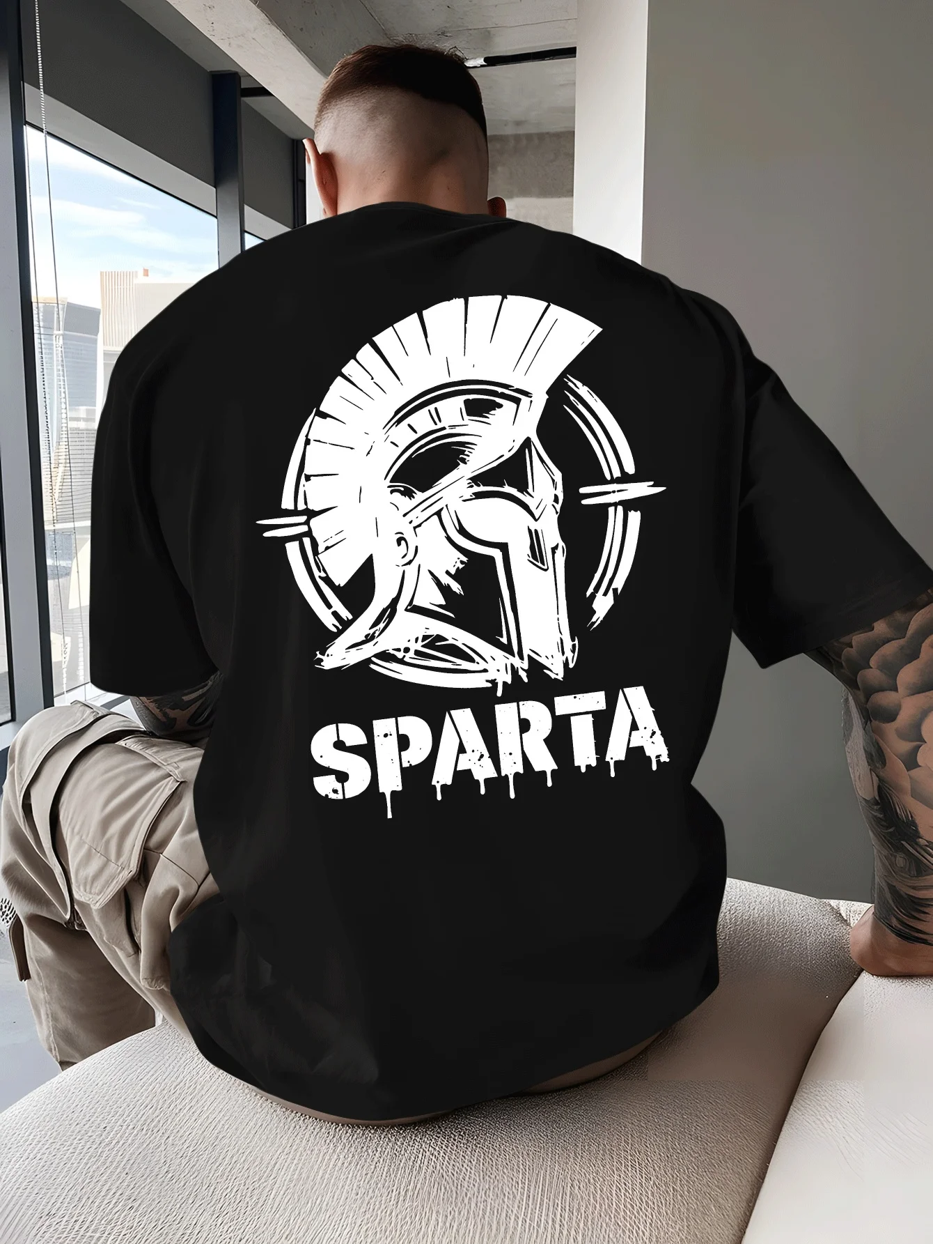 Spartan Warriors T-Shirt Summer Men Tracksuit O-Neck Short Sleeve Pullover Top Breathable Sportswear Harajuku Fashion Streetwear