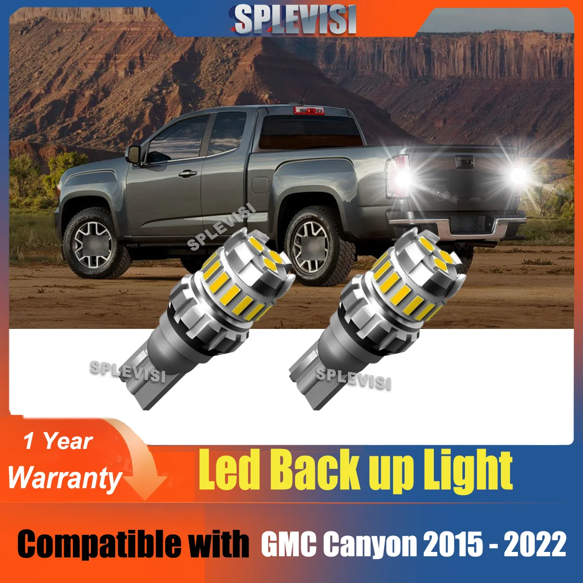 

2PCS Car LED Bulb Backup Light Reverse Lamp W16W T15 6000K Xenon White For GMC Canyon 2015 2016 2017 2018 2019 2020 2021 2022