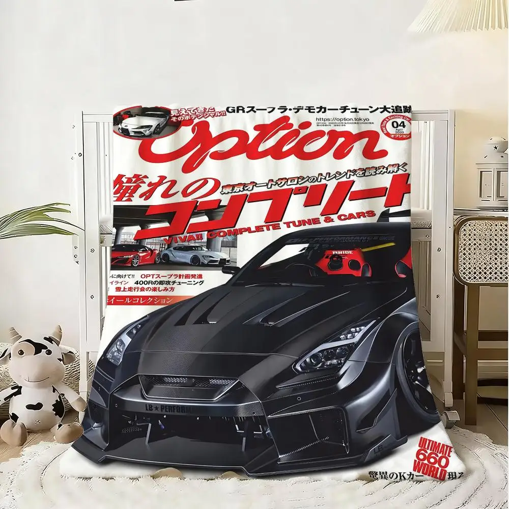 80S Cars G-GTR J-JDM Racing Magazine  Throw Flannel Fluffy Soft Blanket Warm Skin-Friendly Throw for Sofa Bed Office Nap Winter