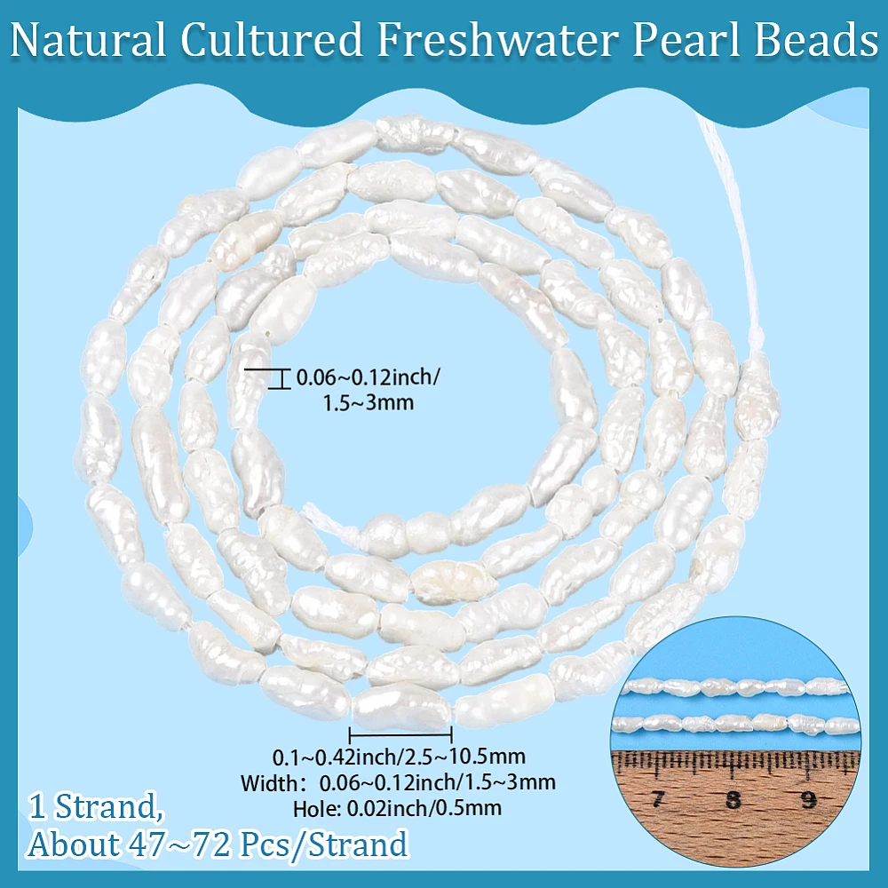 1 Box 47-72pcs Baroque Stick Pearl Beads Creamy White Hawaii Ocean Freshwater Cultured Irregular Pearls Sea Loose Spacer Bead