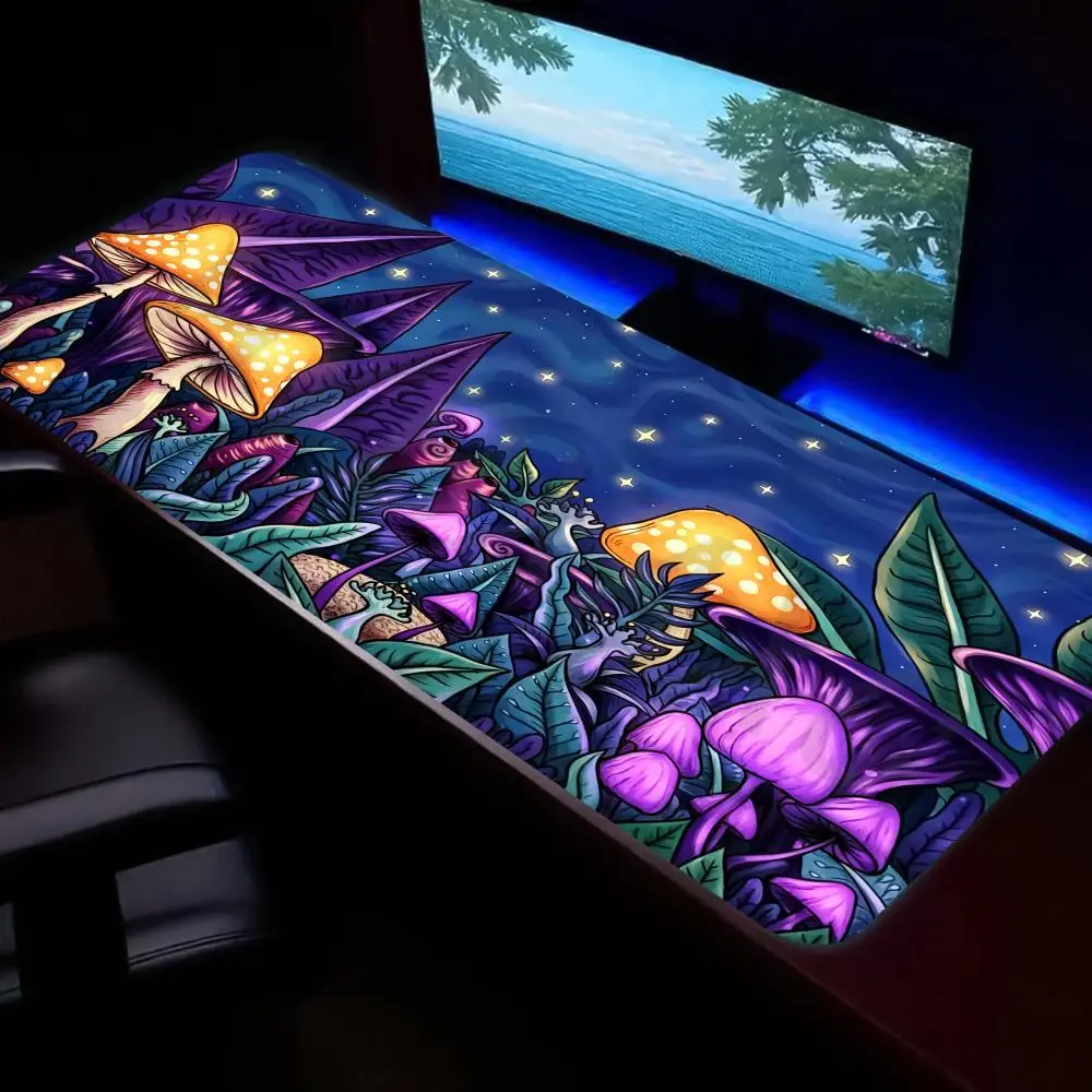 

HYBXAXC Mushroom Forest Starry Sky Gaming Mouse Pad Anti-Slip Desk Mat Gaming Keyboard Mats Large XXL Gamer Mousepad 90x40