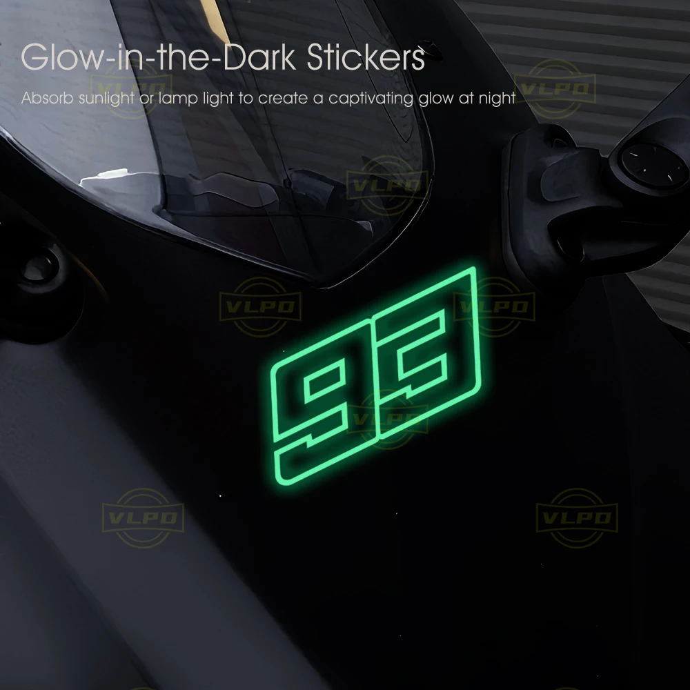 1 Pair Motorcycle Glow Stickers Waterproof Decals For MOTO GP 93 Number MOTOGP 93