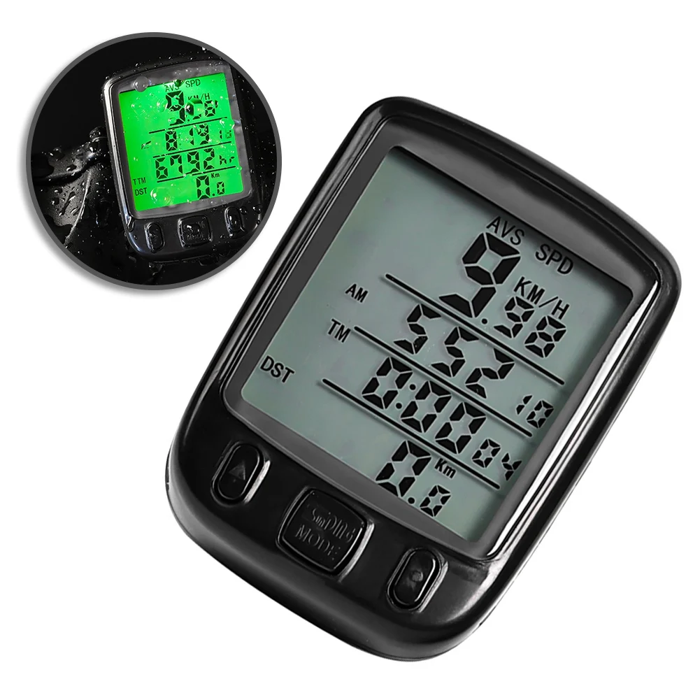 24 Function LCD Bike Computer SD-563A with Green Night Light for Enhanced Readability in Low Light Environments