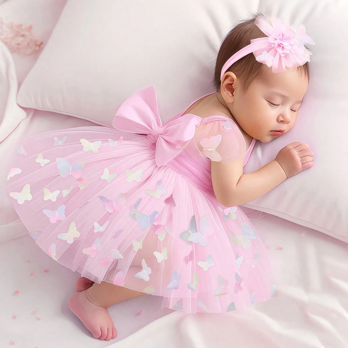 

Комплект для фотосессии новорожденных Ylsteed: розовое платье принцессы из фатина с бабочками и повязкой на голову для девочки - HD