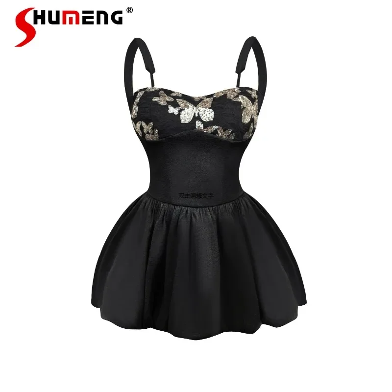 

Japanese Lolita Style Mesh Temperament Dressing Women's Clothes Autumn Pure Desire Slim Fit Sleeveless Black Vestidos De Mujer