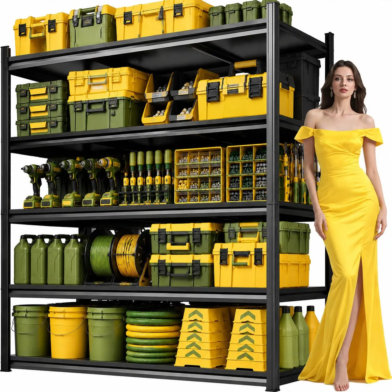 Garage Shelving,Heavy Duty Shelving with Double-Layer Columns