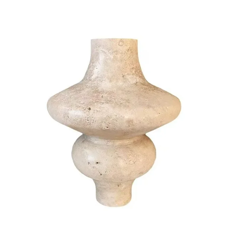 Natural Marble Flower Arranger Huangdong Shixiang Xuemei Premium Stone Vase Model Room Sales Office Clubhouse Hotel