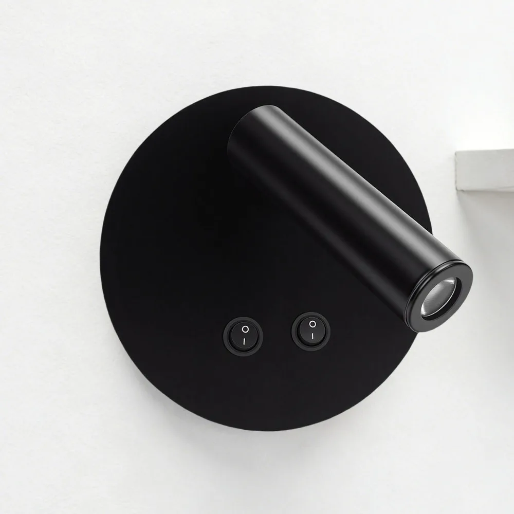 AC 85-265V LED Wall Lamp Aluminum Alloy Body 5.51in Diameter Wall Mounted Light With Switch Wide Illumination Reading Light