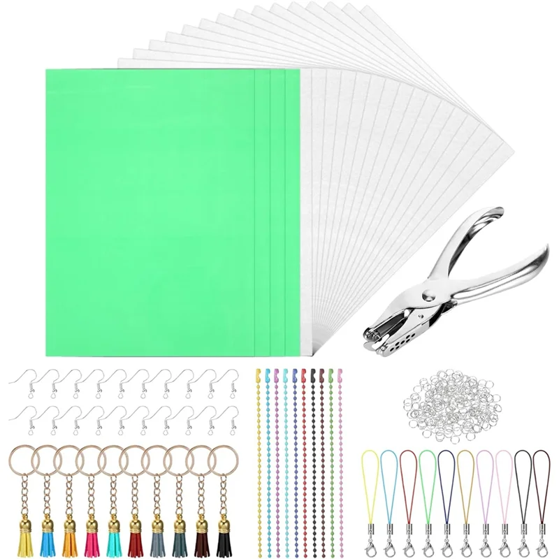 

【A87T】Keychain DIY Kits 20PCS Shrink Plastic Sheets, For Handprint Art, Printable Shrink Plastic Paper For Making Keychains