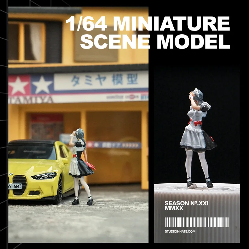 1:64 Anime Coser cameriera Mini bambola figura modello in miniatura fotografia puntelli modello di scena fai da te tavolo di sabbia paesaggio ornamento regalo