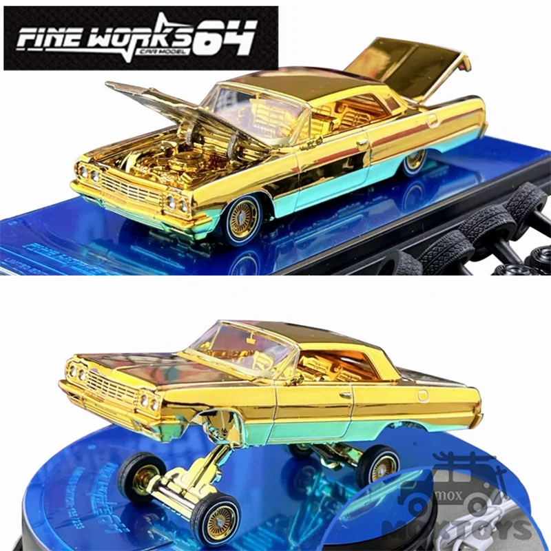 Fine Works64 1:64 Impala Lowrider Electroplated gold Odinary / Luxury Diecast Model Car