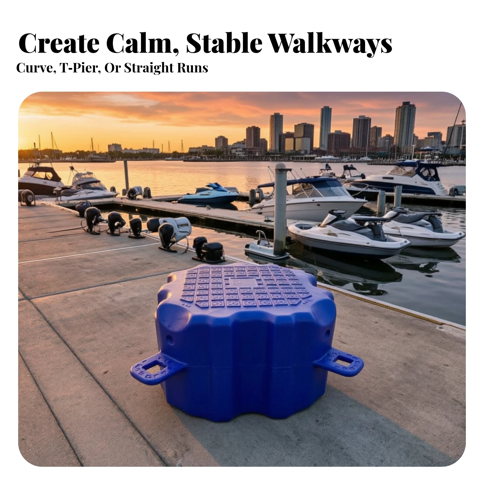 Floating Pontoon with Mounting Tabs Non-Slip Modular Dock Pontoon Plastic Floating Block Stable Dock Platform Quick Assembly