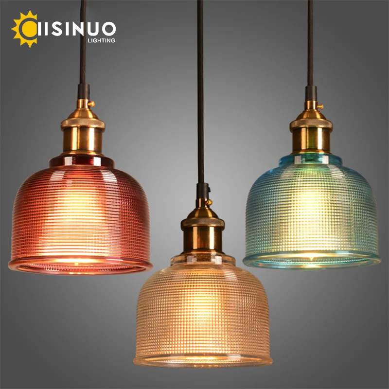 Glass Pendant Light E27 Holder Hanging with Adjustable Cables Bedside Light for Dining Room Bedroom Bar Cafe Luminaires Decorati