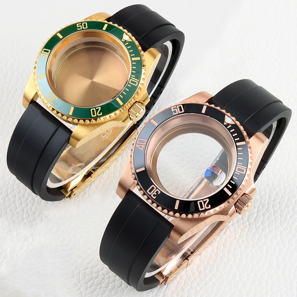 

Nh35 40mm Watch Case Sapphire Stainless Steel for Submariner NH34/NH35/NH36/NH38 Automatic Movement Rubber Strap 100m Waterproof