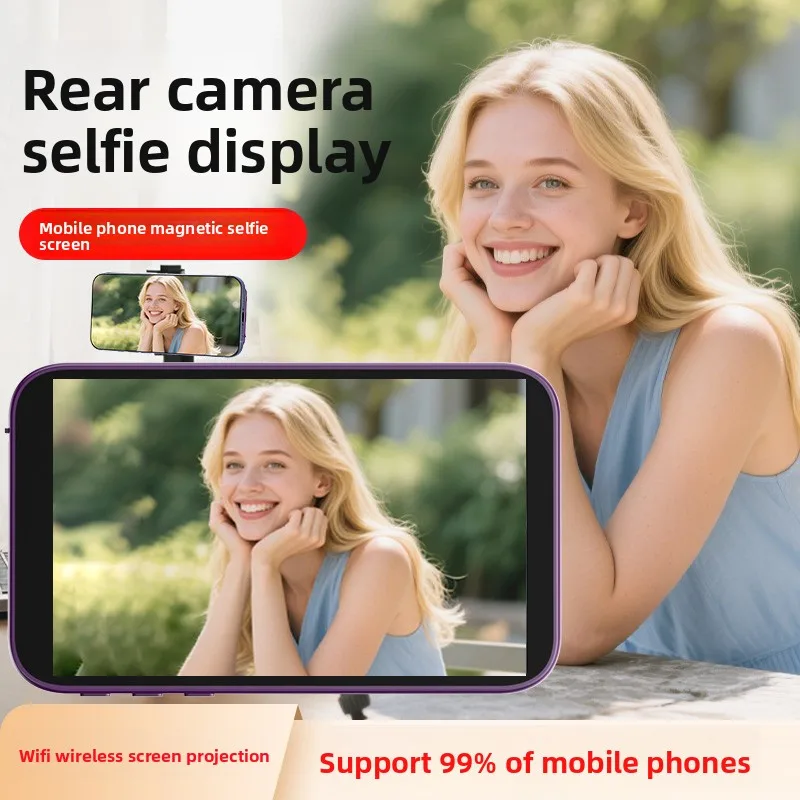

Magnetic Smartphone Selfie Monitor With Speaker Magnetic HD Large Screen Phone Vlog Live Selfie Monitor Screen For Travel