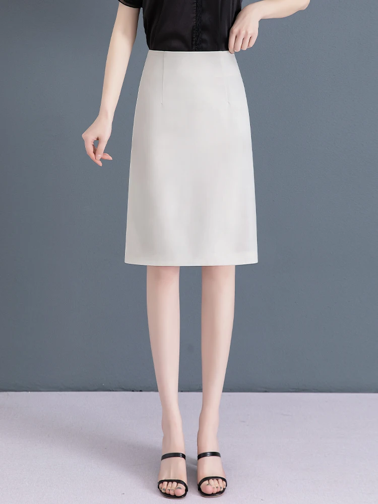 

Женская летняя тонкая юбка-карандаш цвета хаки с высокой талией, на молнии, в корейском стиле, для офиса и повседневной носки