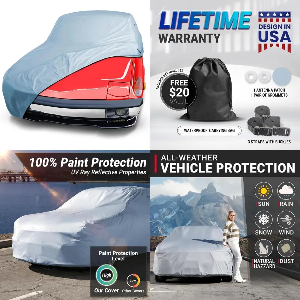 

Heavy-Duty Waterproof Custom Fit Car Cover for 1965-1988 Porsche 912, 914, 924 Models - All-Weather Protection Indoor Use Long-T