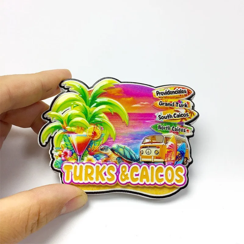 

Turks & Caicos Islands Providenciales/Grand Turk/South North Caicos Fridge Magnet - 3D Resin Refrigerator Magnets