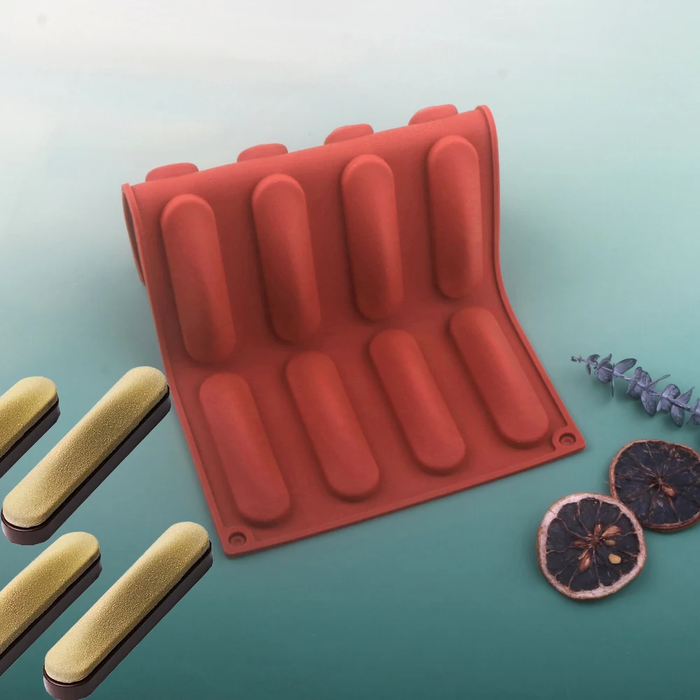 12 Cells Long Strip-Shaped Sand Dunes or Prismatic Textures Design Mousse Cake Mold Chocolate Puff Mold Dessert Baking Tools