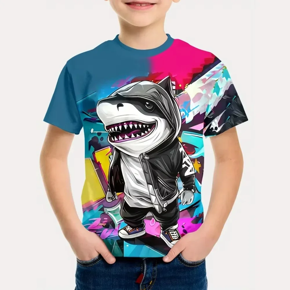 

Детская футболка с 3D крутым мультяшным принтом | Уличная мода с круглым вырезом и коротким рукавом для мальчиков | Взрослый подходящий стиль