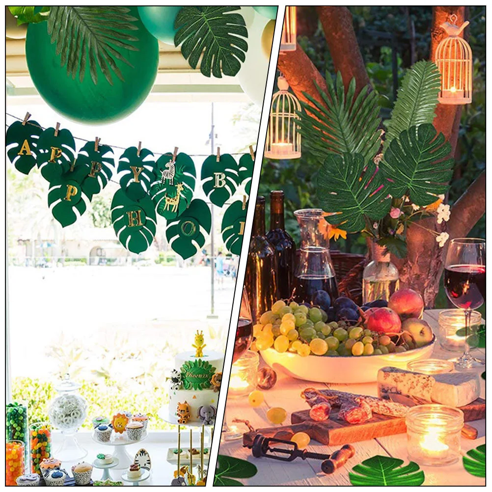 

1 set 1 Set Realistic Monstera Leaf Artificial Leaves Decor For Home Office Party Table Centerpiece Tropical Faux Leaf Layout