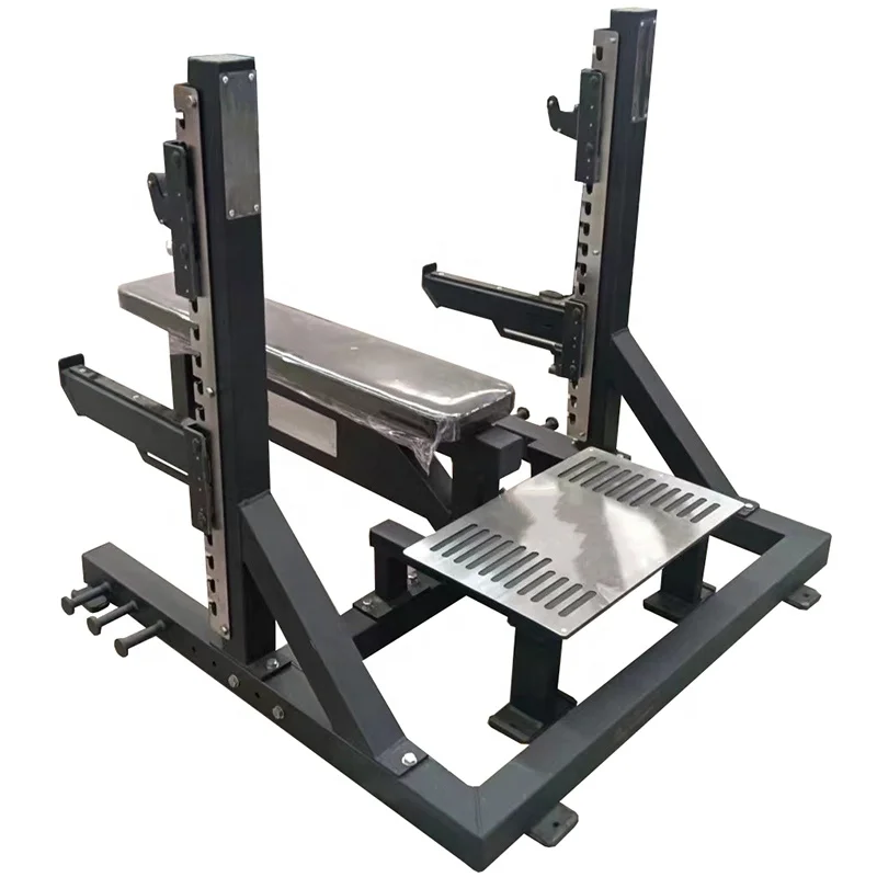 Commerciële fitnessapparatuur Borstoefening Platte bankdrukken Fitnessapparatuur met halteropslag