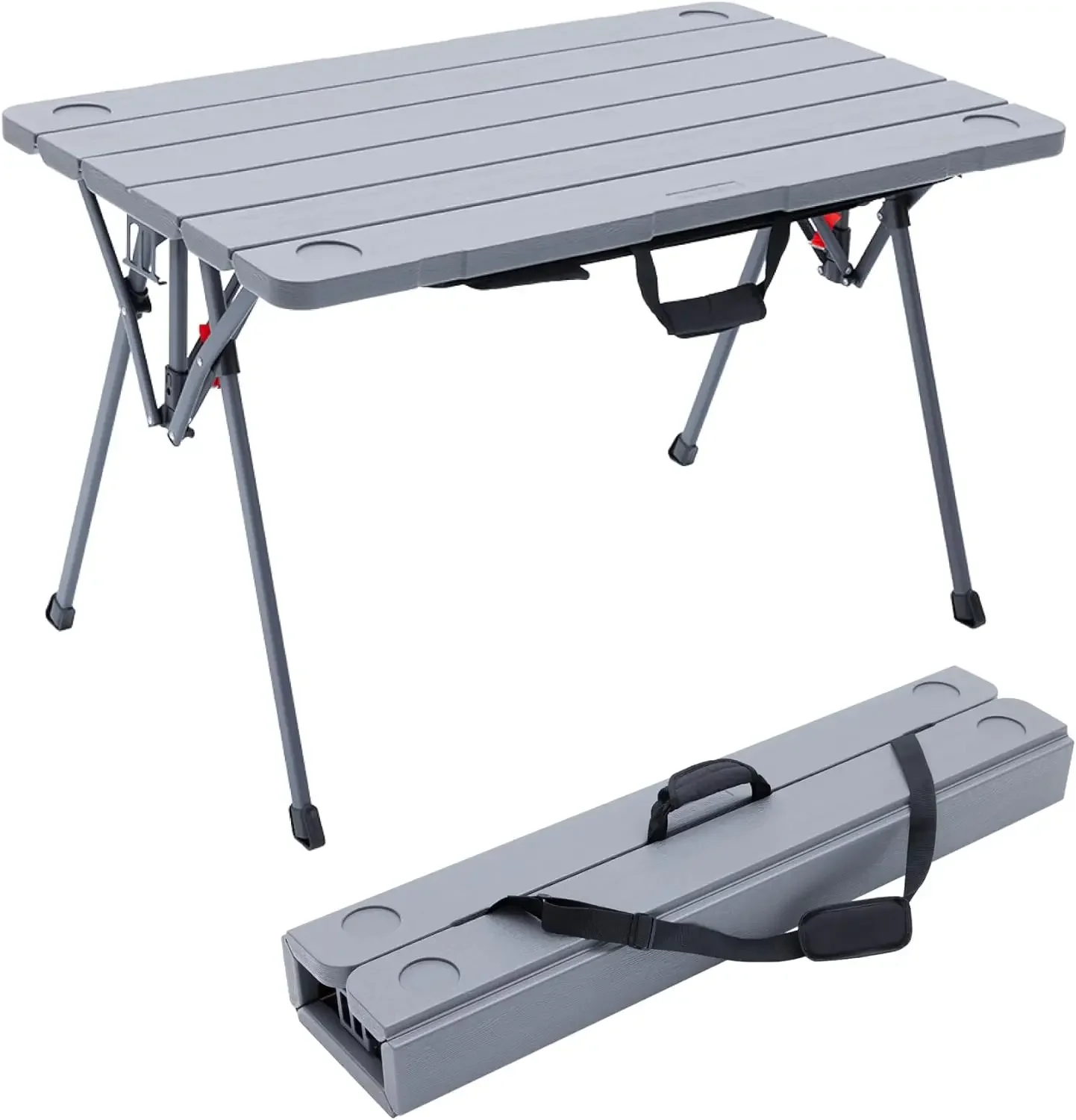 X Camphor Portable Folding Table with Adjustable Shoulder Strap for Camping, Tailgating, Picnic, RV - Roll Up Design,