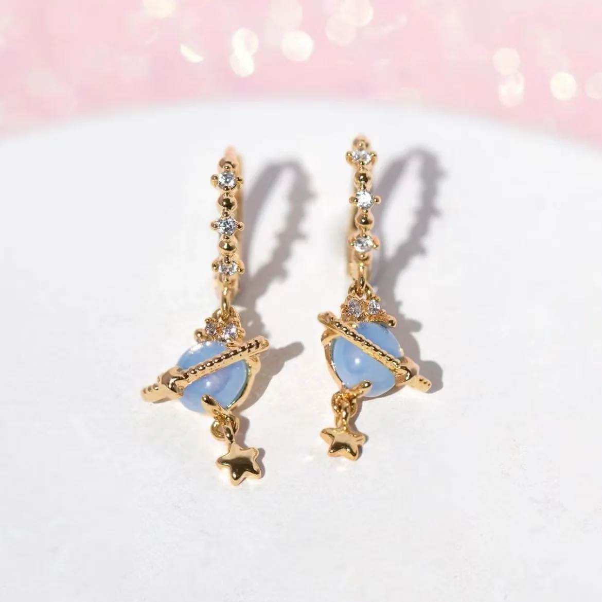 Trendy Crystal Zircon Universe Star Placners Dangle Earrings For Women Temperament Jewelry Wholesale boucles d’oreilles