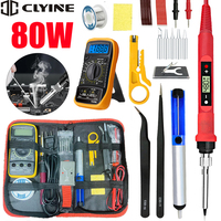 80W LCD Display Adjustable Temperature Electric Soldering Iron Solder Welding Station Heat Insulation Working Mat Repair Tools