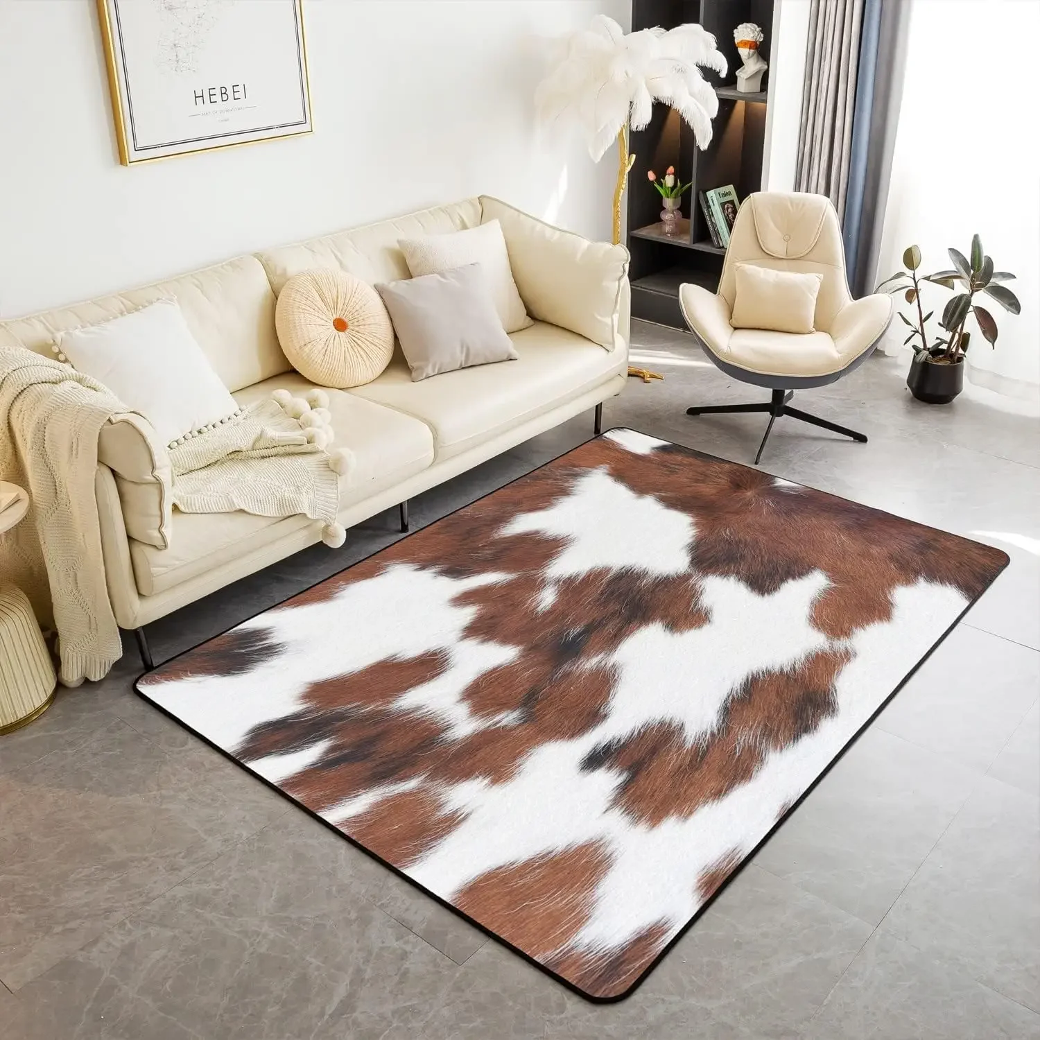 Cowhide Pattern Area Living Room Rugs for Boys Girls Man Cow Spot Wild Animal Decorative Rug Farmhouse Cowboys Bedroom Decor
