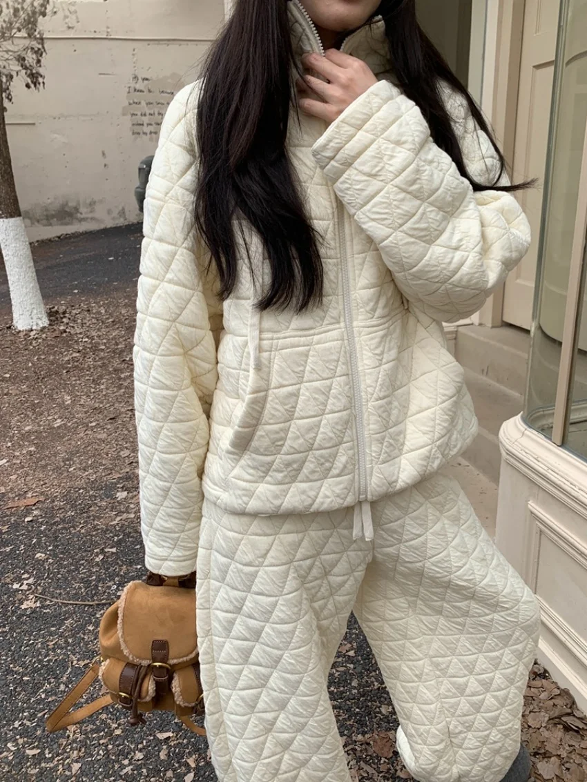 Alien Kitty Winter Office Lady Women Suits Chic Casual New Fashion 2026 Cotton Padded Coats Loose Elegant Straight Pants