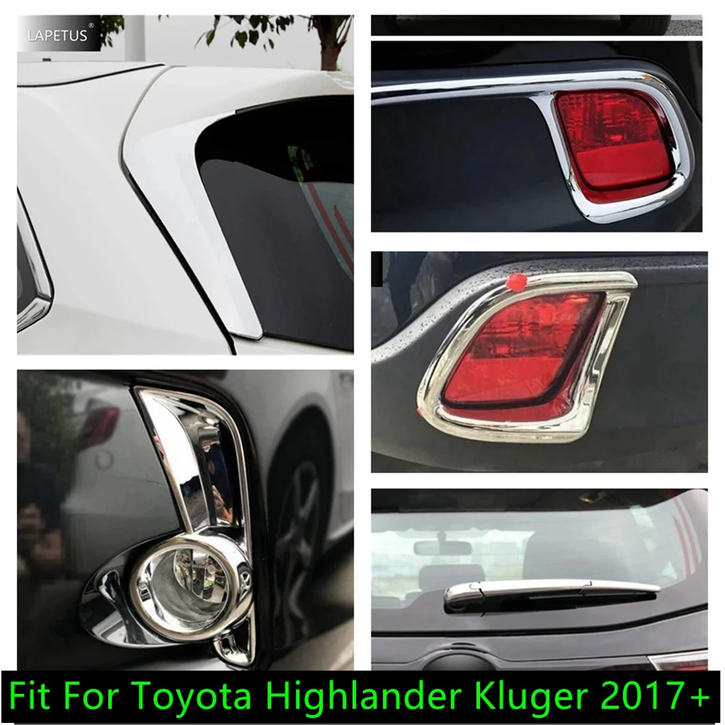 

For Toyota Highlander Kluger 2017 2018 2019 Car Front Rear Fog Lights / Window Wiper / Tail Spoiler Panel Cover Trim Accessories