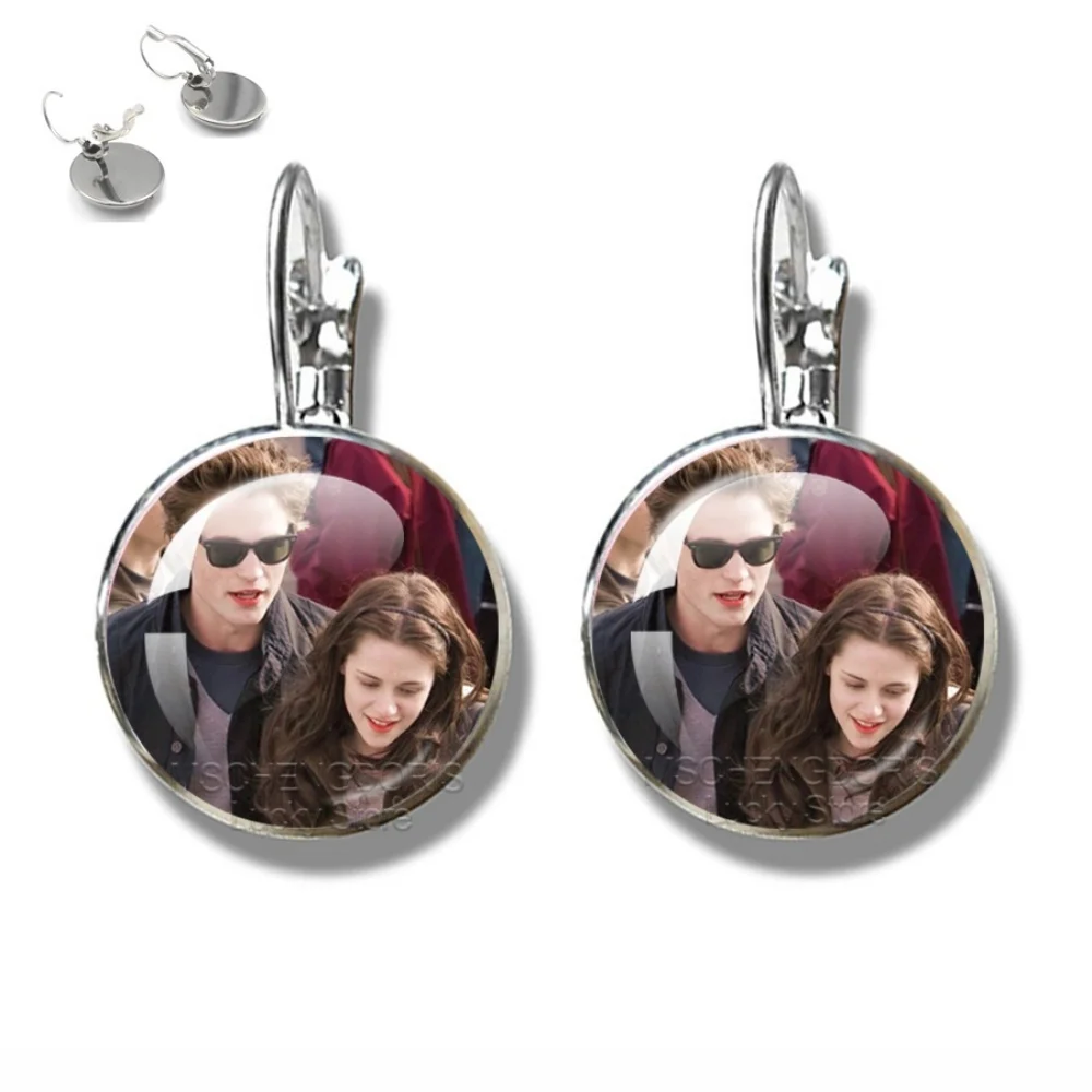 Twilight Classic Movie French Hook Earring Character Bella Edward Glass Cabochon16MM Pendant Earring Jewelry Charm Gifts Friend