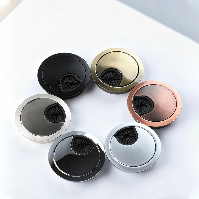 1-4Pcs Zinc Alloy Round Table Line Hole Cover, 35/50/53/60/80mm ABS Material Computer Desk Protective Hole Ring Cable Organizer