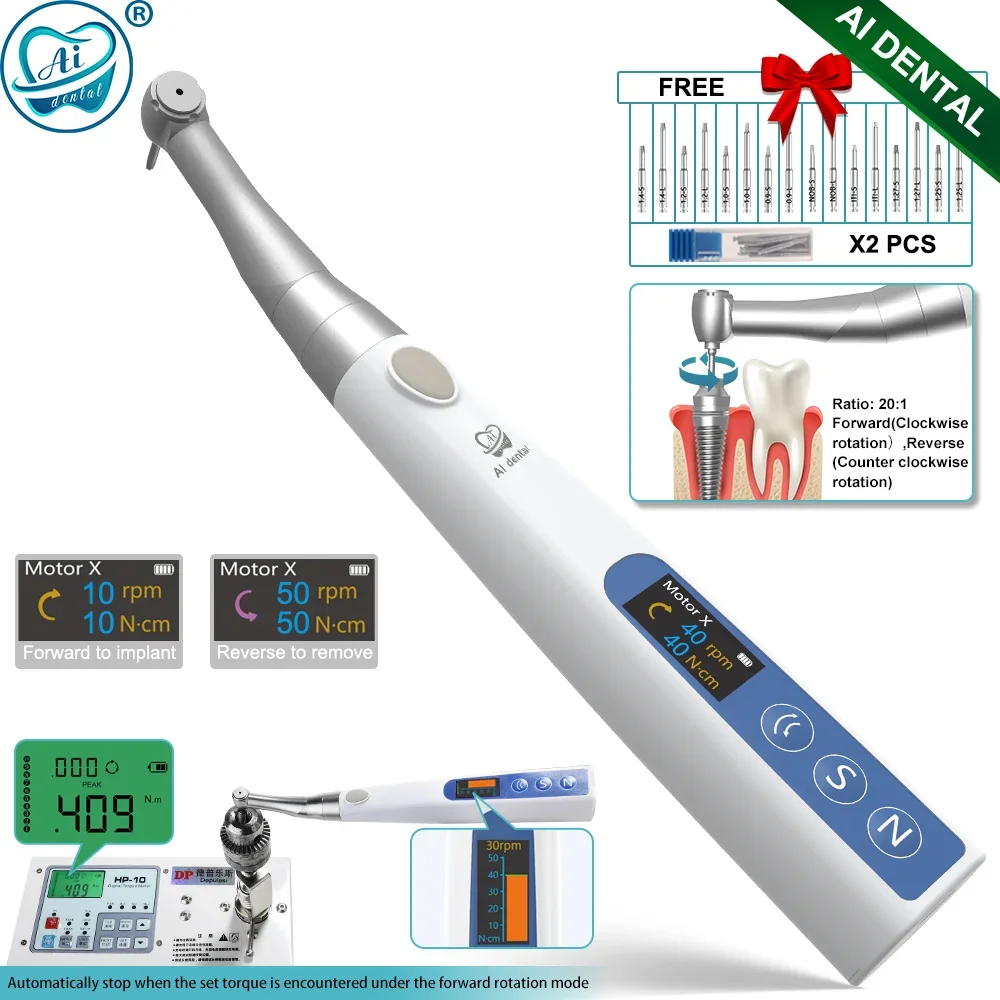 

Dental Implant Equipment Electric Wireless Torque Wrench Upgraded to 50rpm Torque/50Ncm Speed for Endodontic Treatment AI-TW-MT7