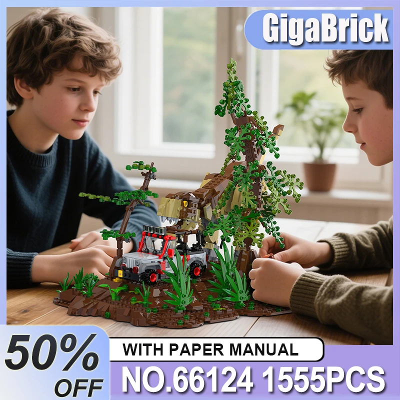 

Xbert 66124, модель погони динозавра, MOC, строительные блоки, кирпичи, сборка головоломок, детская игрушка, рождественские подарки для детей