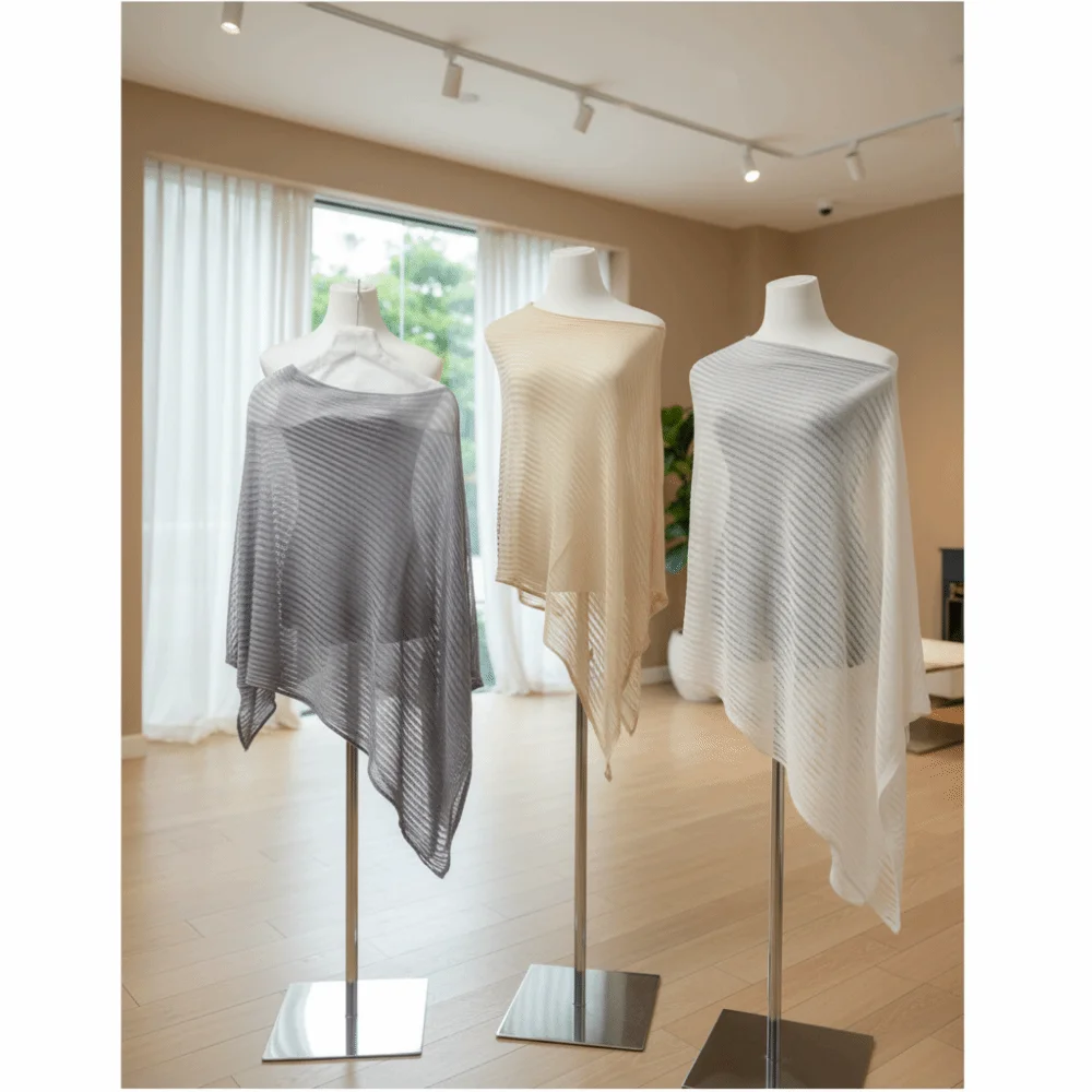 Casual Stripe Patchwork Crochet Hollow Top Loose Thin Bohemian Shawl Irregular Transparent Sunscreen Cover Up Vacation
