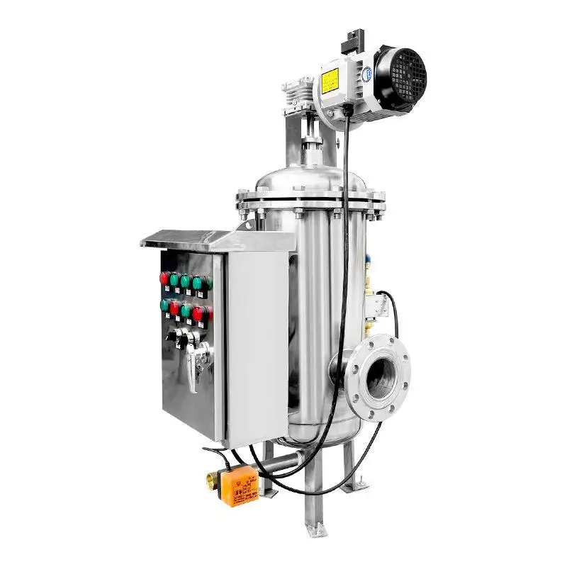 Stainless steel industrial water automatic vertical brush backwash automatic sewage filter